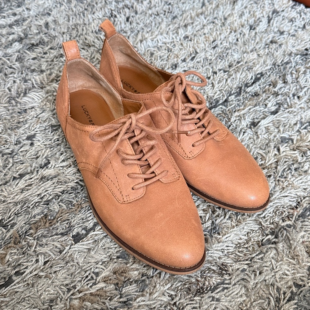 Lucky Brand LP-EFINNIA Brown Lace-Up LEATHER OXFORDS Shoes SZ 9.5 - Picture 9 of 9